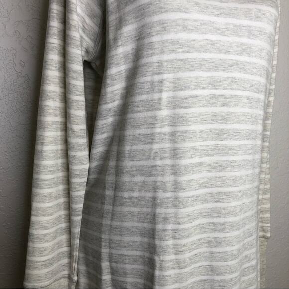 Athleta oatmeal white striped knit tunic asymmetrical hem dress size Medium - Picture 3 of 14